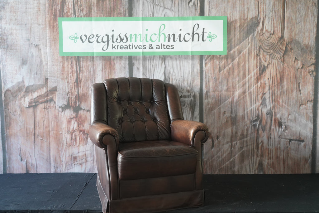 Chesterfield Ledersessel braun