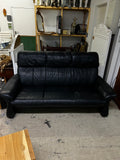 Schwarzes 3 Sitzer Ledersofa